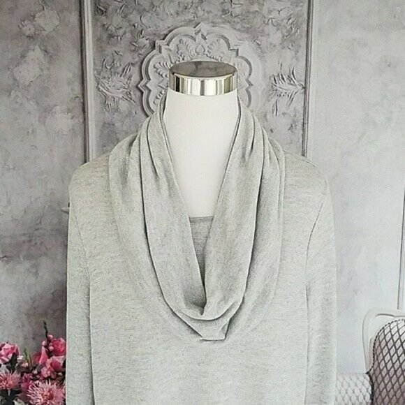 new Directions Metallic Silver Crew Scarf Neck Knit Sweater Plus Size XL / 0X - Picture 5 of 8